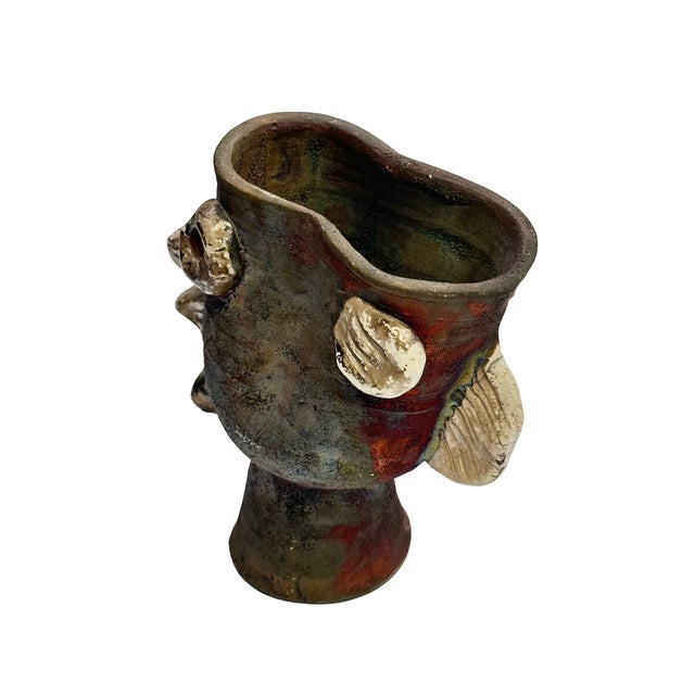 Ceramic Vintage Studio Pottery Abstract Fish Vase For Sale - Image 7 of 7