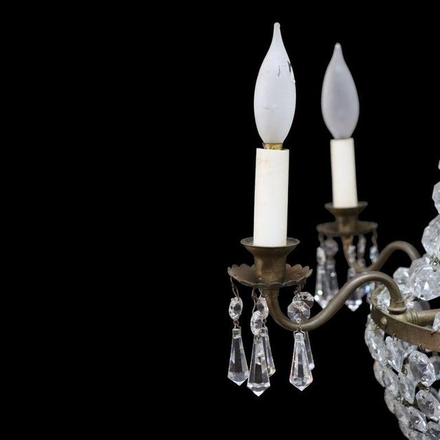 Brass Vintage Italian Brass & Cut Crystal 5 Light Chandelier C1950 For Sale - Image 8 of 8
