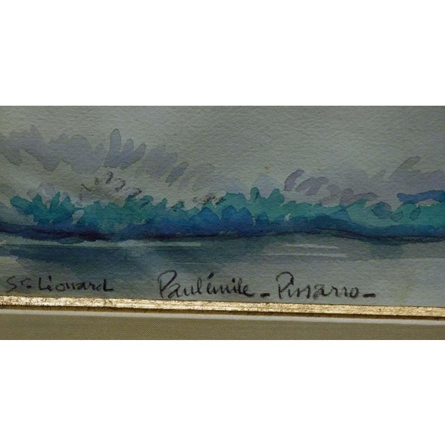 Blue Paul-Emile Pissarro Untitled Original Watercolor on Paper With Custom Frame For Sale - Image 8 of 11