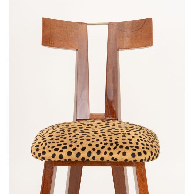 Mid-Century Modern Mid-Century Modern Leopard Print Upholstered Stools, 4 For Sale - Image 3 of 6