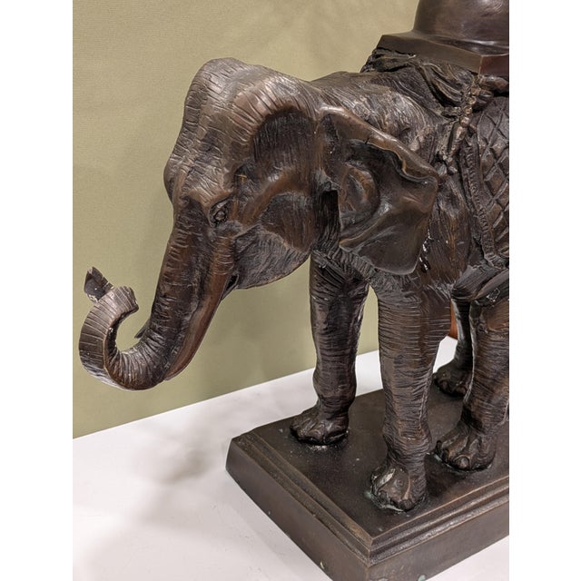 Late 20th Century Large Maitland Smith Bronze Elephant Center Piece For Sale - Image 5 of 15