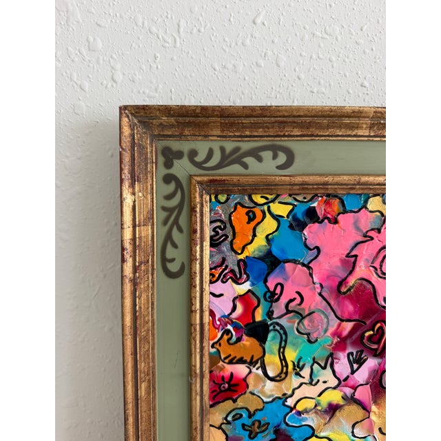 Abstract Serg Graff "Pets" Abstract Acrylic Painting Framed Outsider Art Coa For Sale - Image 3 of 8