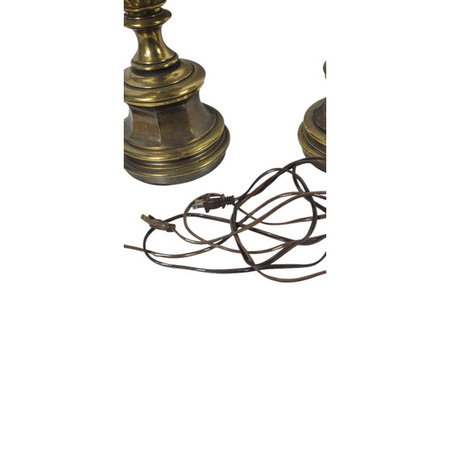 Metal Vintage Mid-Century 1960 in the Style of Stiffel Solid Brass Trophy Table Lamps - a Pair For Sale - Image 7 of 11