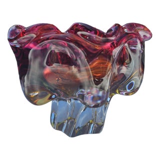 Glass Plate by Josef Hospodka for Chřibská Glassworks, 1960s For Sale