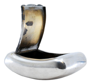 Smooth Silver Snuffbox with Curved Shape and Hinged Lid