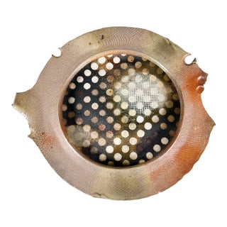 1980s Abstract Modernist Pottery Plate Sculpted Optical Art Signed For Sale