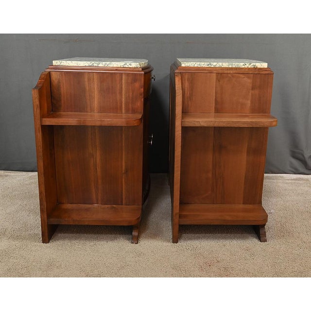 Art Deco Walnut Bedside Tables, 1920s, Set of 2 For Sale - Image 9 of 18
