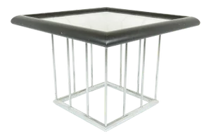 1970s Vintage Chrome, Wood and Glass Square Side / Coffee Table