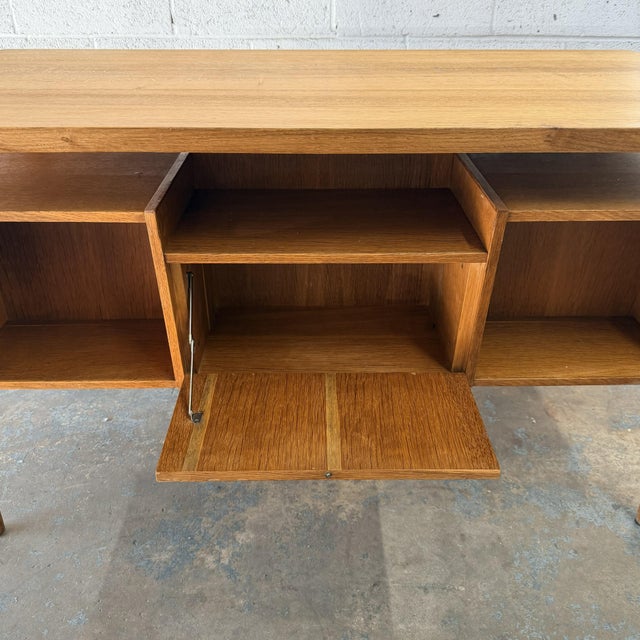 Rare Vintage Danish Modern Floating Top Quarter-Sawn Oak Desk Gunnar Nielsen Tibergaard Attributed For Sale - Image 11 of 12
