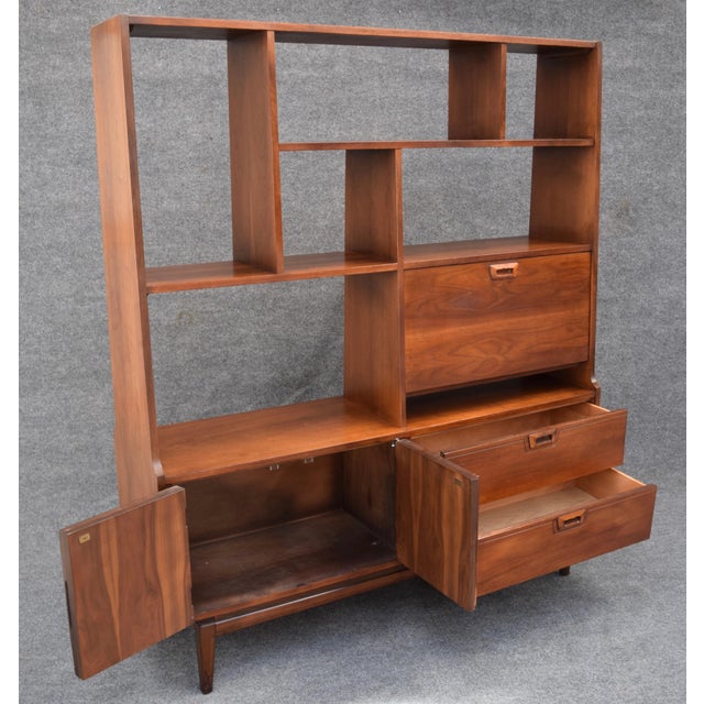 Vintage Mid Century Modern Walnut Bookshelf Room Divider Chairish