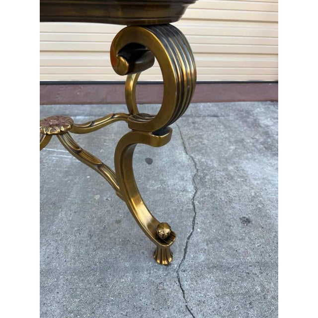 Late 20th Century Vintage Hollywood Regency Square Shaped Brass and Glass Scalloped Top Side Table With Tassel Feet For Sale - Image 5 of 10