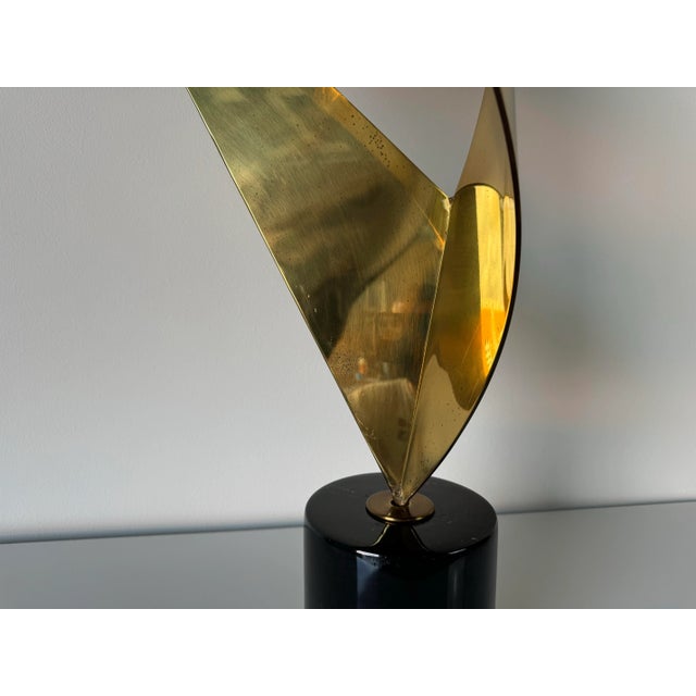 80's Curtis Jere - Style Abstract Brass Sculpture on Marble Base For Sale - Image 12 of 12