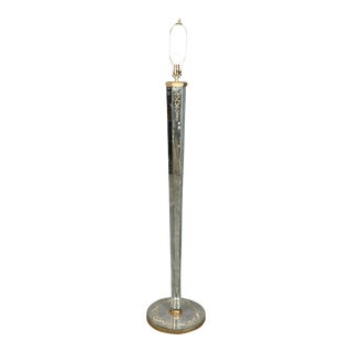 Eglomise Paint Decorated Mirrored Floor Lamp Attributed Maison Jansen For Sale
