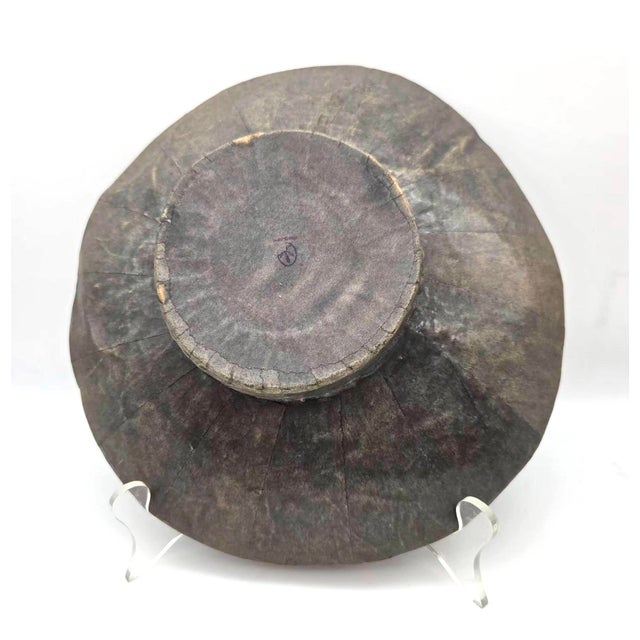 Vintage Handcrafted Papier-Mâché Decorative Pedestal Bowl For Sale - Image 4 of 11