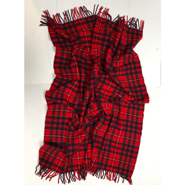 Vintage Pendleton Red and Navy Blue Wool Blanket/Throw Chairish