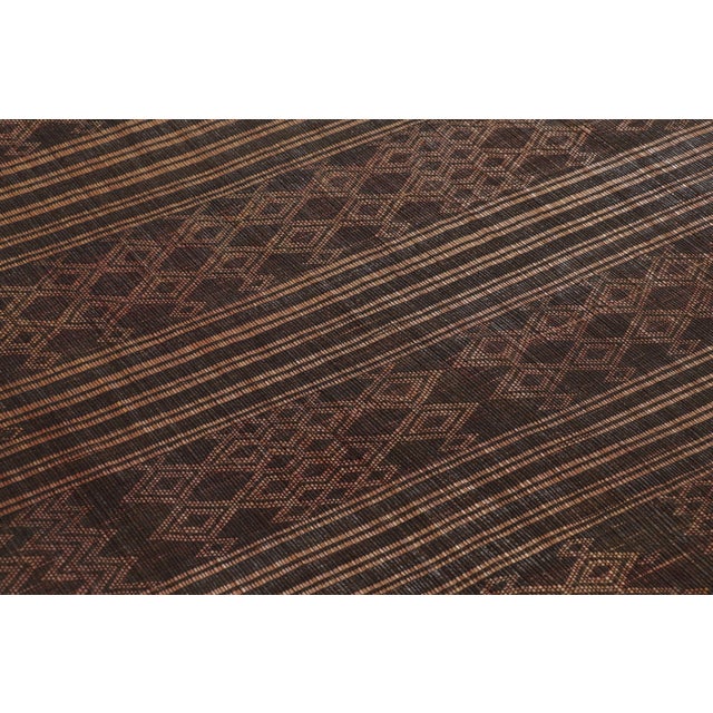 1950s Vintage Tuareg Mat, Rich Brown With Bold Tribal Geometric Patterns - Rug & Kilim For Sale - Image 5 of 10