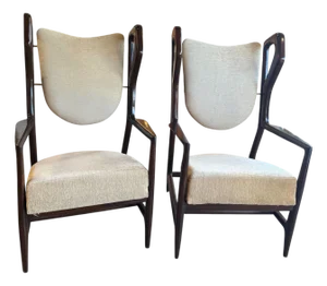 1950s Gio Ponti “Triennial” Armchairs in Dark Wood- Set of 2