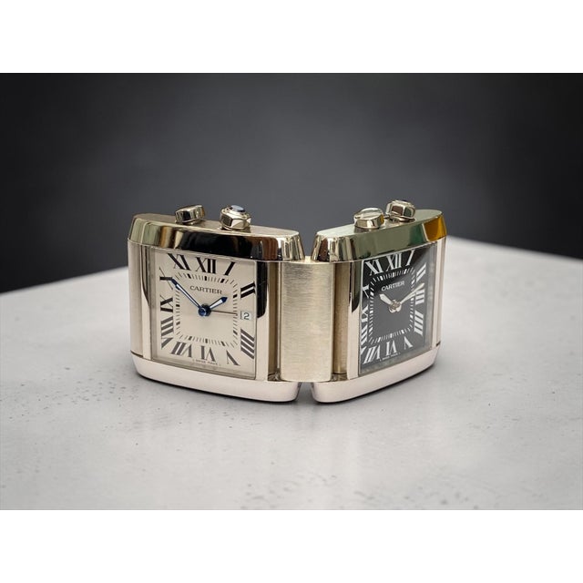 Tank Française Folding Dual-Time Desk Clock from Cartier, 2000 For Sale - Image 9 of 12