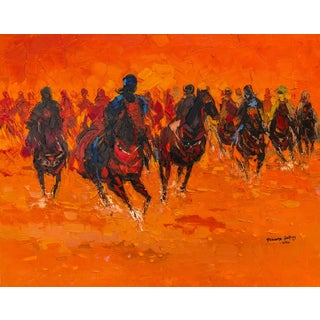 The Gallop of Centuries, Oil on Canvas,Godfrey Afebuame (2024). For Sale