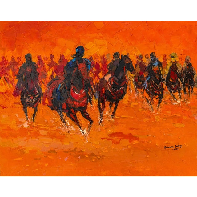 The Gallop of Centuries, Oil on Canvas,Godfrey Afebuame (2024). For Sale