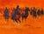 The Gallop of Centuries, Oil on Canvas,Godfrey Afebuame (2024). For Sale