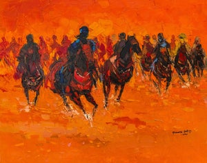 The Gallop of Centuries, Oil on Canvas,Godfrey Afebuame (2024).