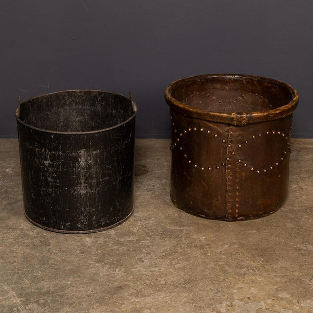 Antique Edwardian Vellum Clad Metal Lined Log Bucket, 1910 For Sale - Image 3 of 17