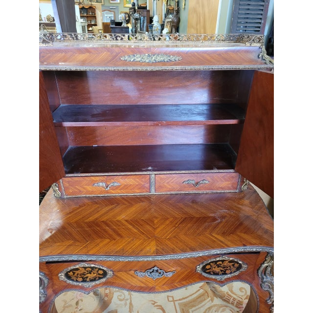 Antique French Inlaid & Bronze Writing Desk For Sale - Image 12 of 12