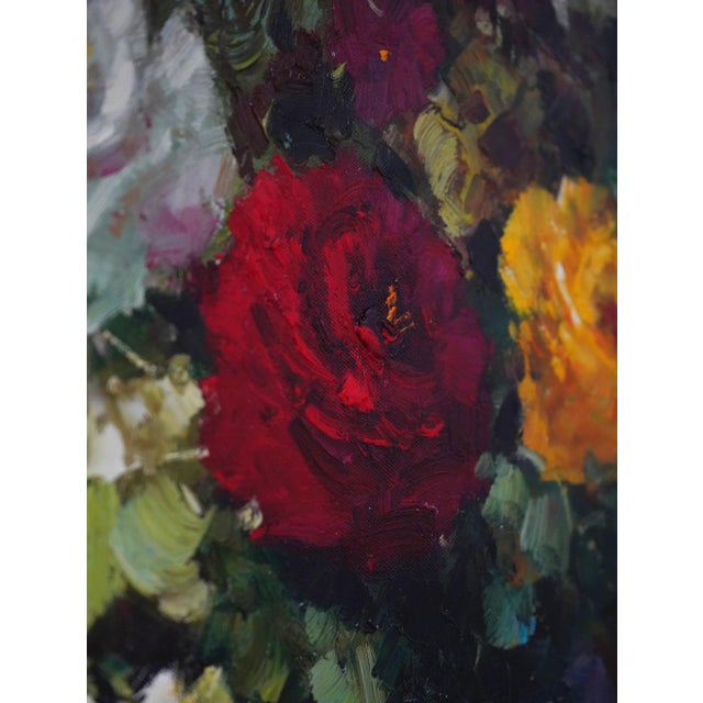 Traditional Avancaria Artist Signed Floral Still Life Oil Paint on Canvas For Sale - Image 3 of 13