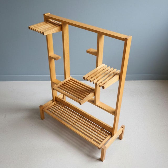 1960s Wooden Flower Stand with Tiered Shelves, Czechoslovakia, 1960s For Sale - Image 5 of 6