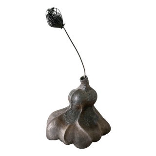 Telluric Bulb Sculptural Organic Vase in Handmade Ceramic by Beatriz Gil For Sale