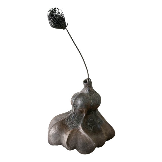 Telluric Bulb Sculptural Organic Vase in Handmade Ceramic by Pellizco Cerámica For Sale