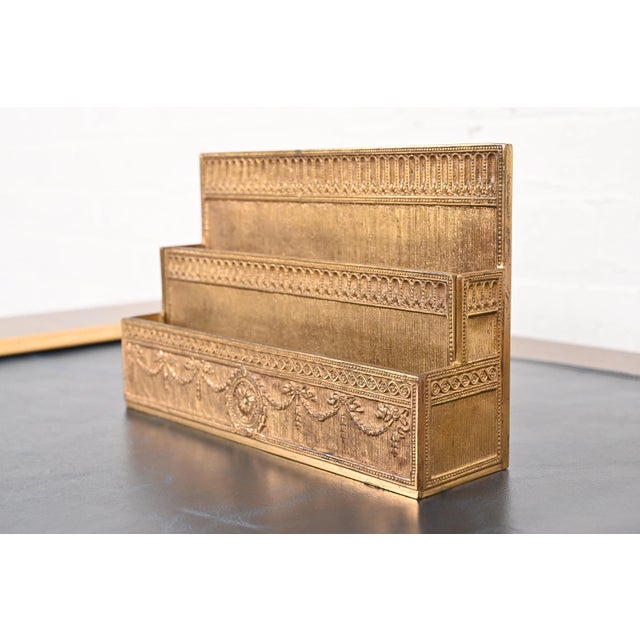 Tiffany Studios New York Adam Bronze Doré Letter Rack | Chairish
