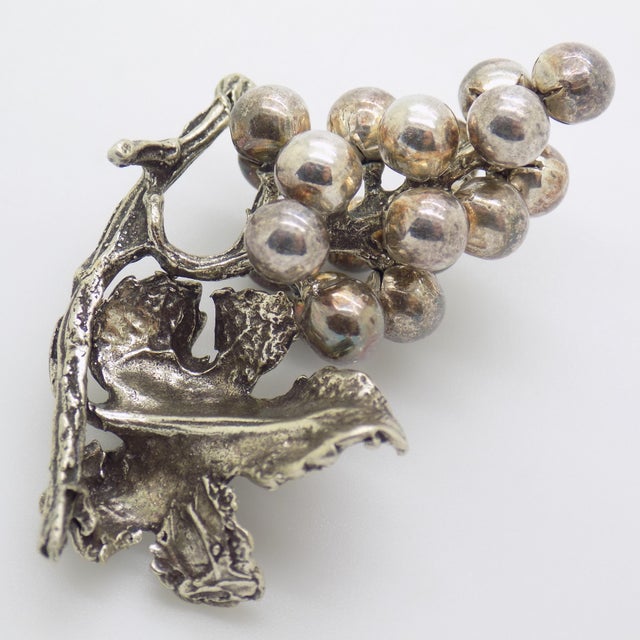 Vintage Italian Handmade Genuine Silver Bunch of Grapes Large Miniature Figurine For Sale - Image 6 of 10