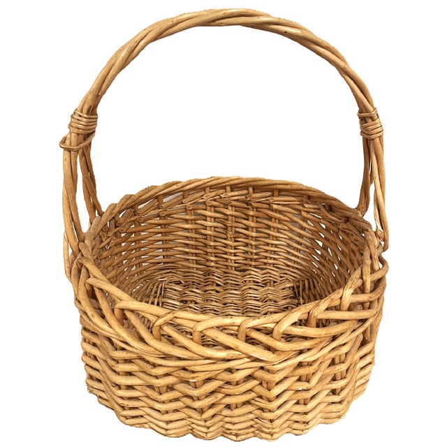 Large Vintage Handwoven Rattan Easter Basket For Sale - Image 4 of 12