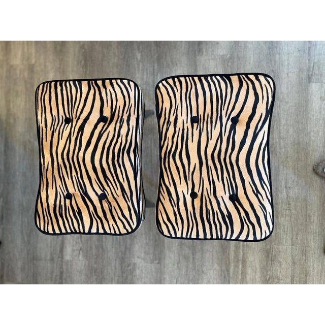 Ottomans with Striped Upholstery, Italy, 1950, Set of 2 For Sale - Image 4 of 12