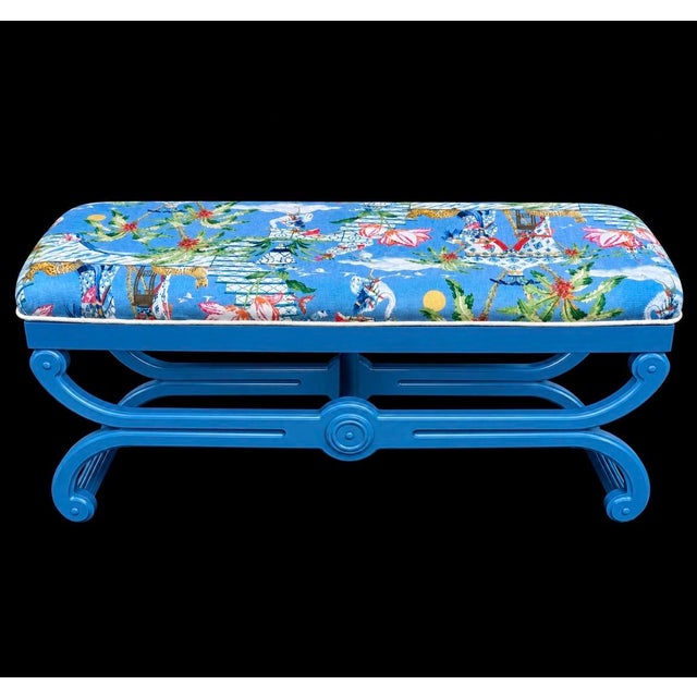 Vintage Hand Painted Chinoiserie Bench For Sale - Image 12 of 14