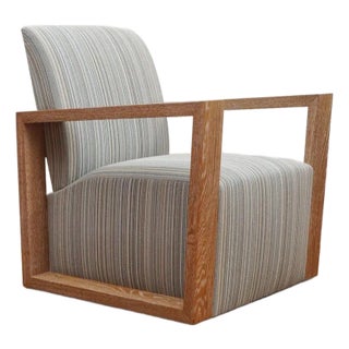 Paris Lounge Chair with Striped Upholstery For Sale