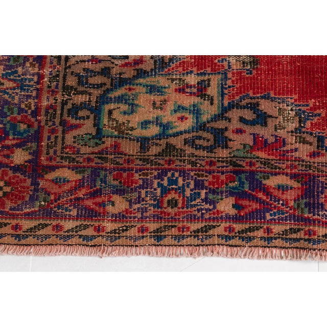 Faded Oushak Wool Carpet For Sale - Image 6 of 9