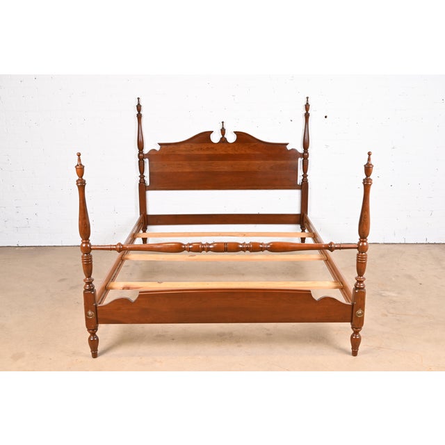 Ethan Allen Federal Style Cherry Wood Four Poster Queen Size Bed Chairish