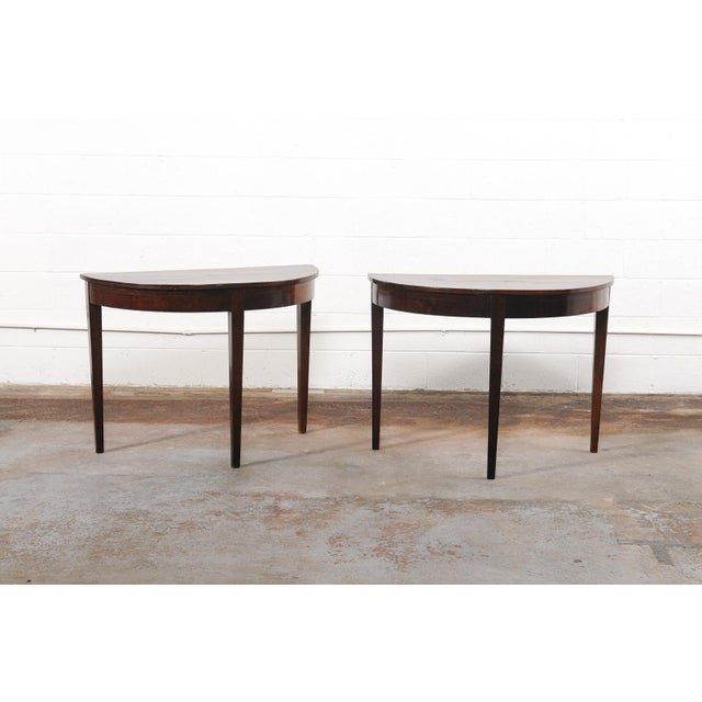 Pair of 19th C. Italian Demi-Lune Consoles For Sale - Image 4 of 11