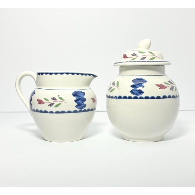 1990s Adams “Lancaster” Pair of Ironstone Creamer & Sugar Bowl For Sale In Dallas - Image 6 of 11