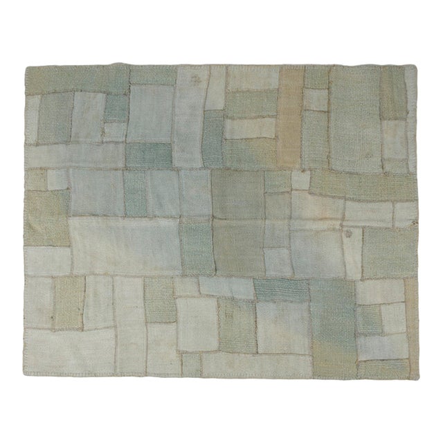 Light Green Oushak Wool Carpet For Sale