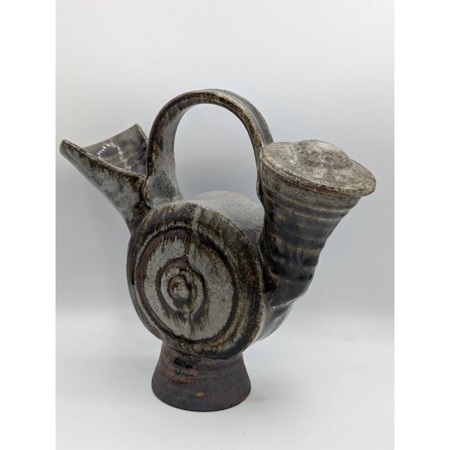 Vintage Mid Century Modern Ceramic Studio Art Pitcher With Lid For Sale - Image 14 of 16