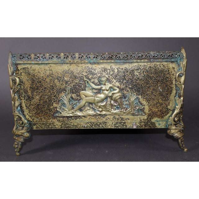 French French Jardiniere in Bronze With Relief of “Rebecca at the Well.” For Sale - Image 3 of 6
