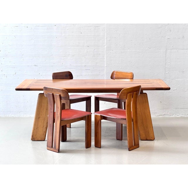 Mid-Century Modern Sapporo Dining Table and Chairs in Walnut by Mario Marenco for Mobilgirgi, Italy, 1970s, Set of 5 For Sale - Image 3 of 16