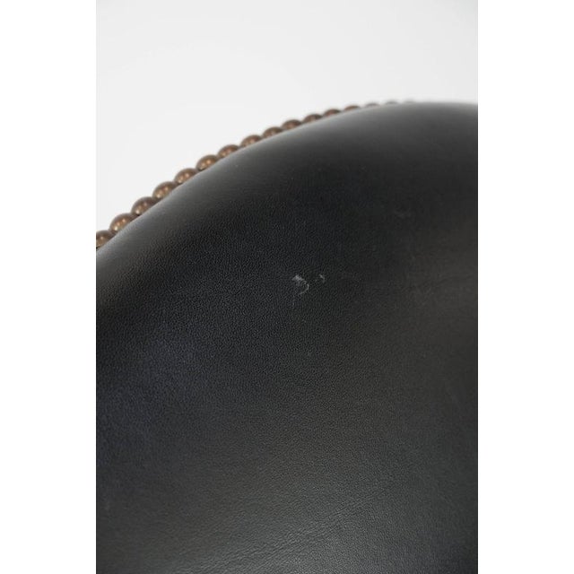 English Style Black Cowhide and Wooden Chesterfield Swivel Office Chair For Sale - Image 17 of 18