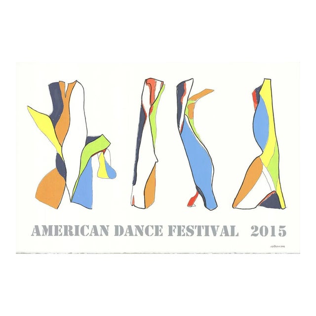 2015 Jon Nathanson 'American Dance Festival 2015' Contemporary White, Blue, Yellow Serigraph For Sale