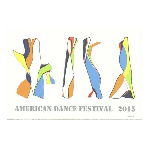 2015 Jon Nathanson 'American Dance Festival 2015' Contemporary White, Blue, Yellow Serigraph