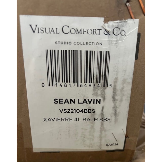 Sean Lavin's Xavierre 4-Light Bath Sconce for Visual Comfort. Pair of 32.25" sconces in burnished brass available. A...